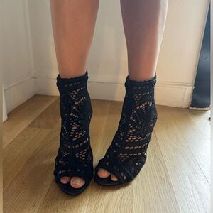 Dolce & Gabbana black lace peep toe heel bootie